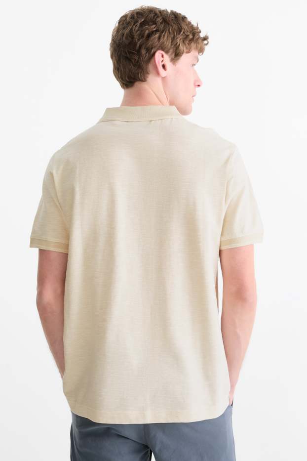 Heren - Poloshirt - regular fit - gestreept - beige