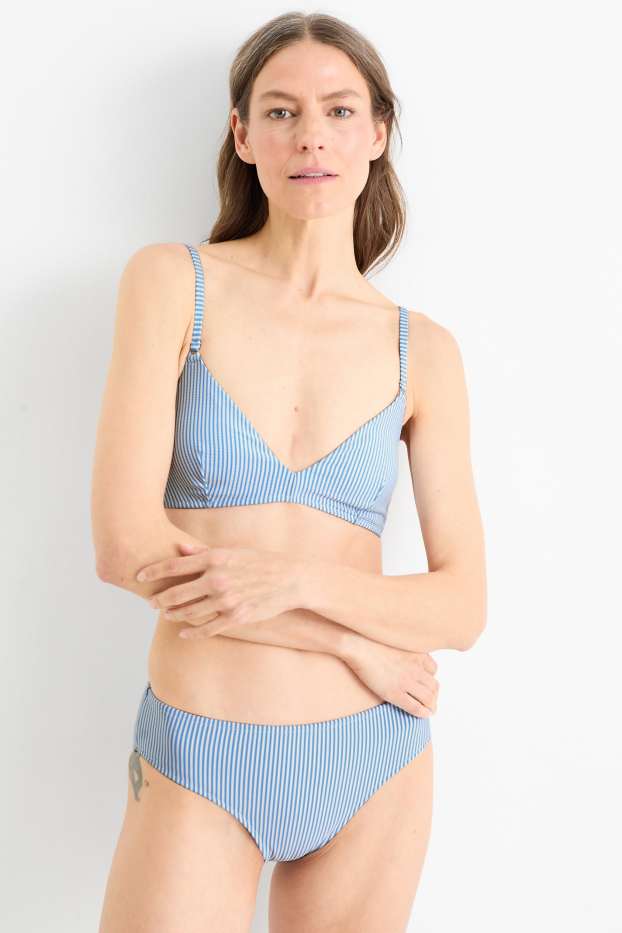 Damen - Bikini-Top - wattiert - LYCRA® XTRA LIFE™ - gestreift - weiß / hellblau
