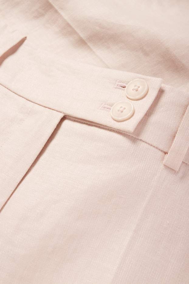 Women - Linen business trousers - high waist - straight fit - rose