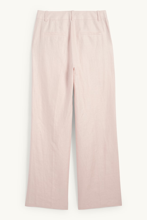 Women - Linen business trousers - high waist - straight fit - rose