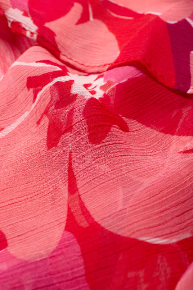 Femei - Kimono din șifon - cu flori - roz