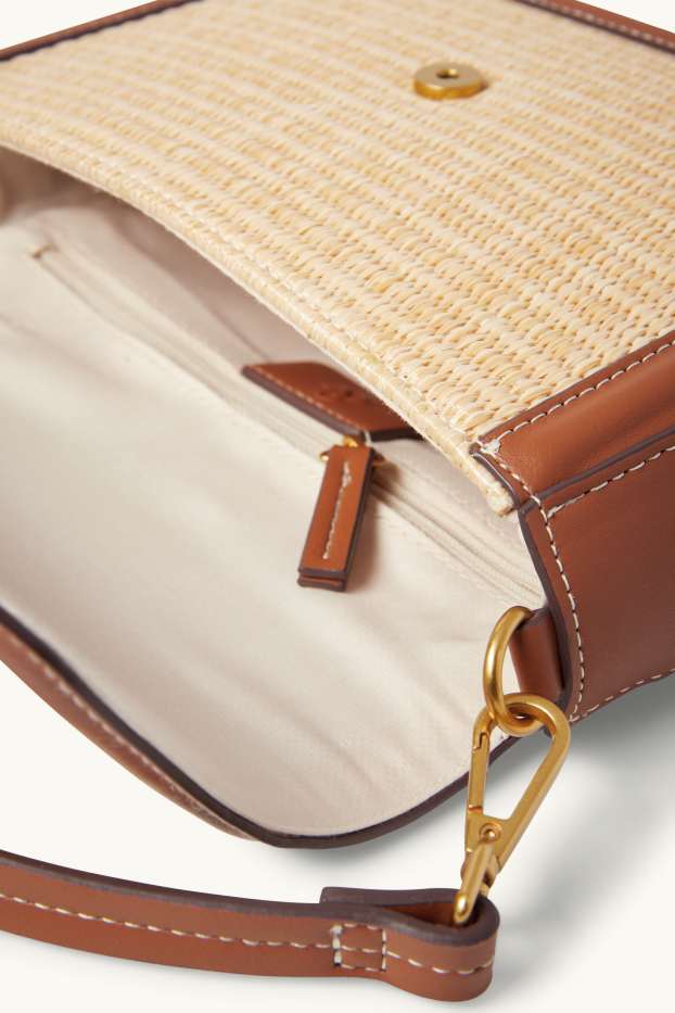 Femmes - Sac de paille à bandoulière amovible - marron clair