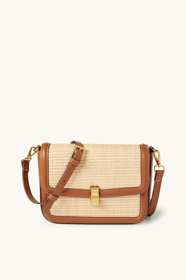 Femmes - Sac de paille à bandoulière amovible - marron clair