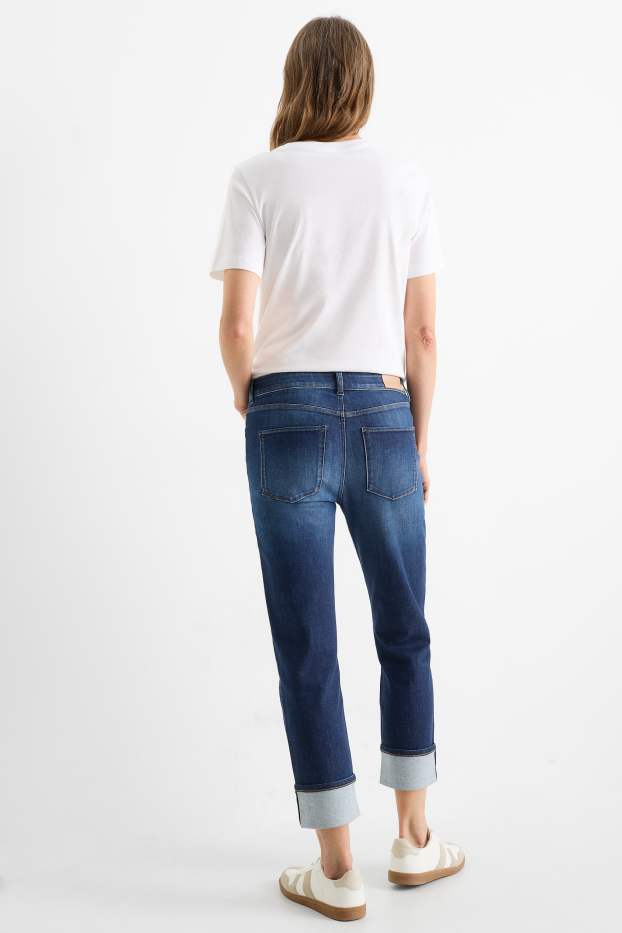 Femmes - Straight jean court - mid waist - LYCRA® - jean bleu foncé