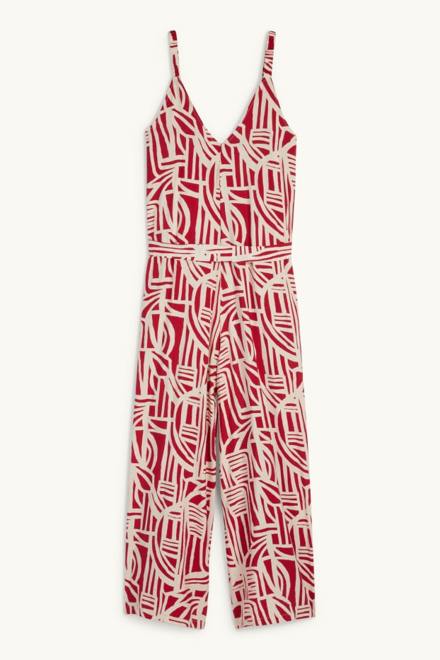 Donna - Tuta - con motivi - rosso / beige