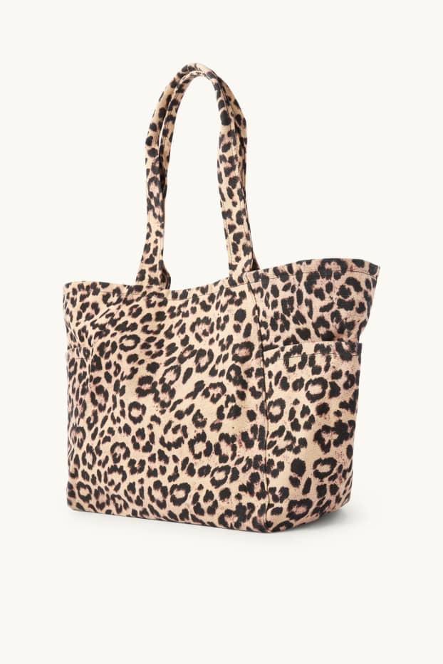 Kobiety - Duża torba shopper - w cętki - czarny / beżowy