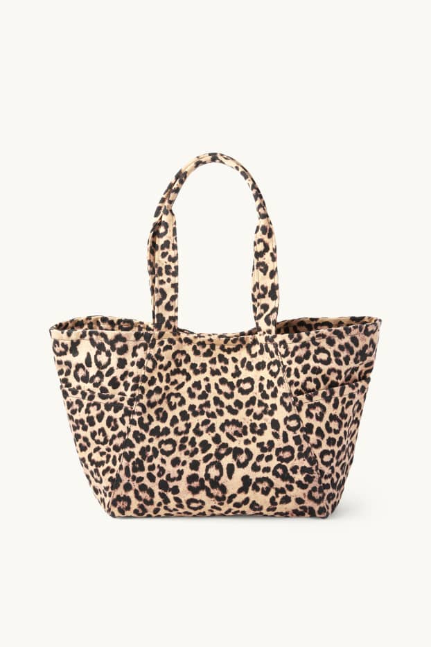 Kobiety - Duża torba shopper - w cętki - czarny / beżowy