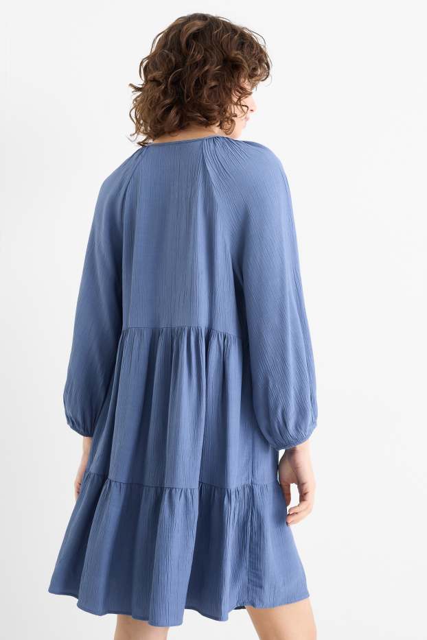 Femmes - Robe évasée en viscose - bleu
