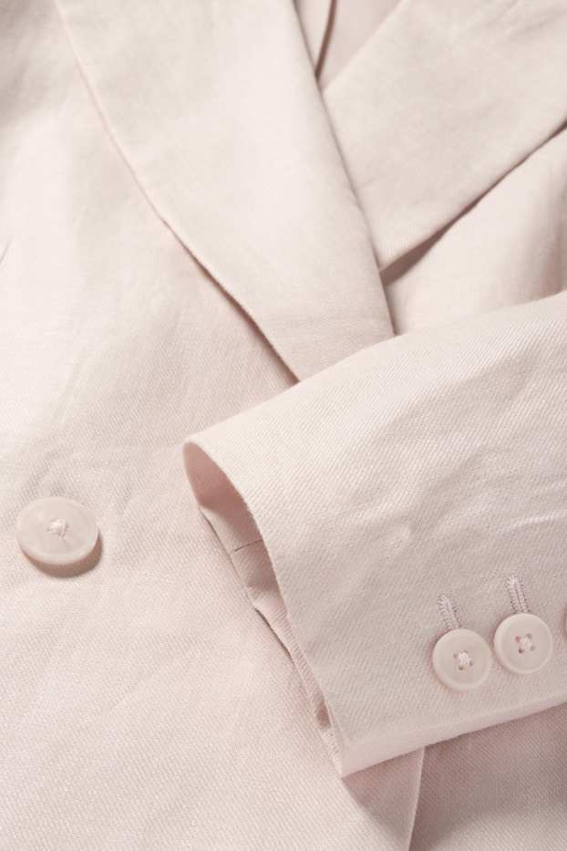 Damen - Crop Leinen-Blazer - Regular Fit - rosa