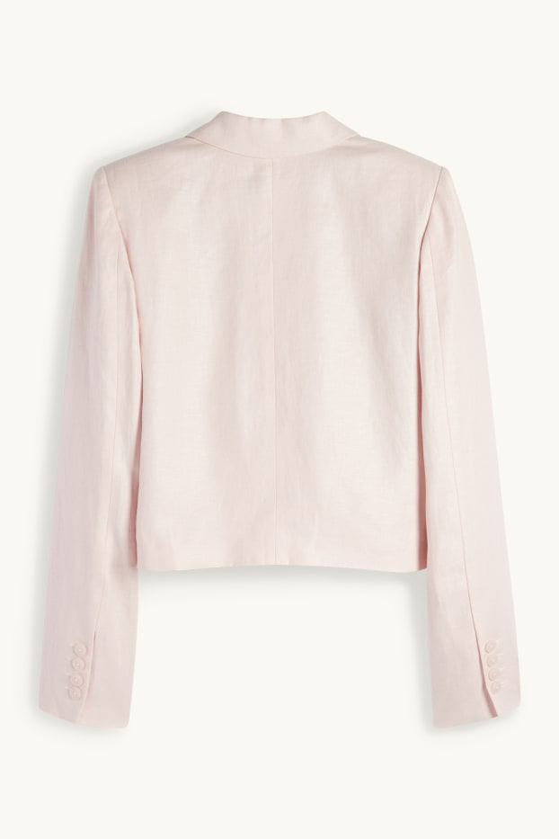 Damen - Crop Leinen-Blazer - Regular Fit - rosa