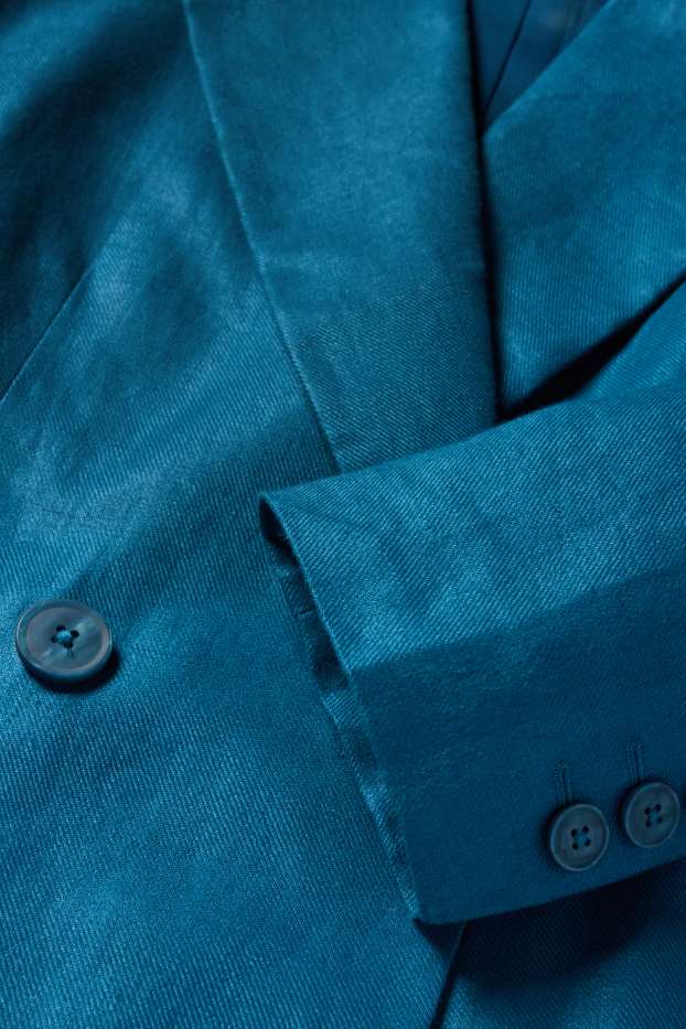 Women - Cropped linen blazer- regular fit - petrol