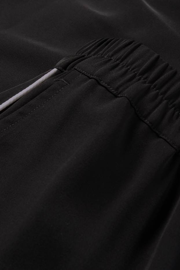Dámské - Plátěné kalhoty - mid waist - wide leg - černá