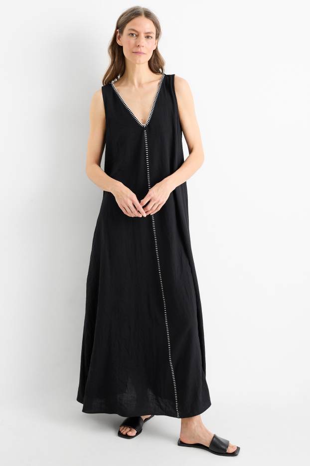 Femmes - Robe à encolure en V - noir