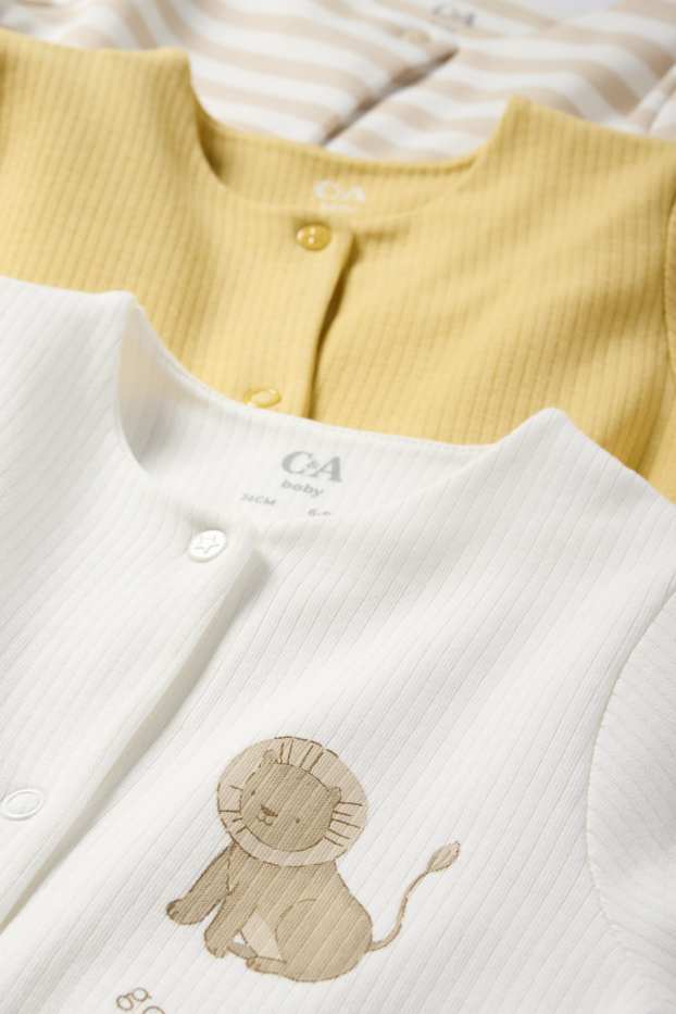 Unisexe - Lot de 3 - girafes et lions - pyjamas bébé - blanc crème