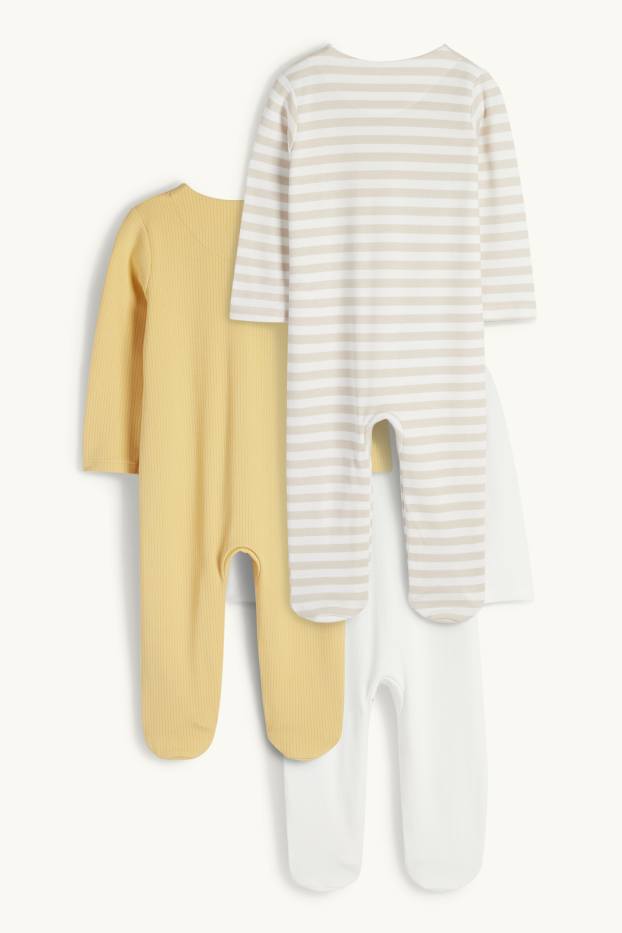 Unisexe - Lot de 3 - girafes et lions - pyjamas bébé - blanc crème