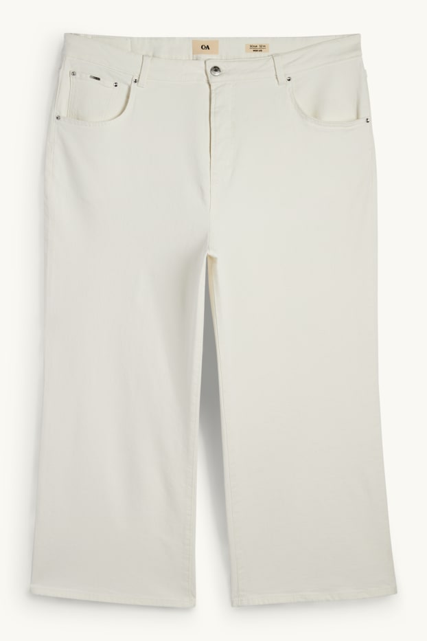 Dámské - Wide leg jeans - high waist - bílá