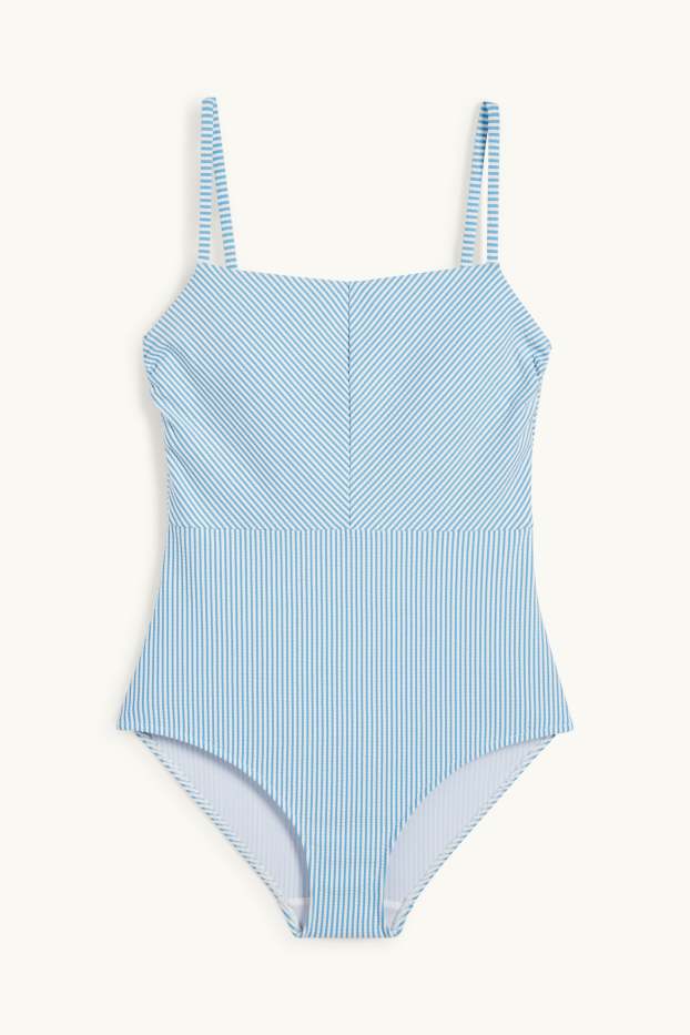 Damen - Badeanzug - wattiert - LYCRA® XTRA LIFE™ - gestreift - weiß / hellblau