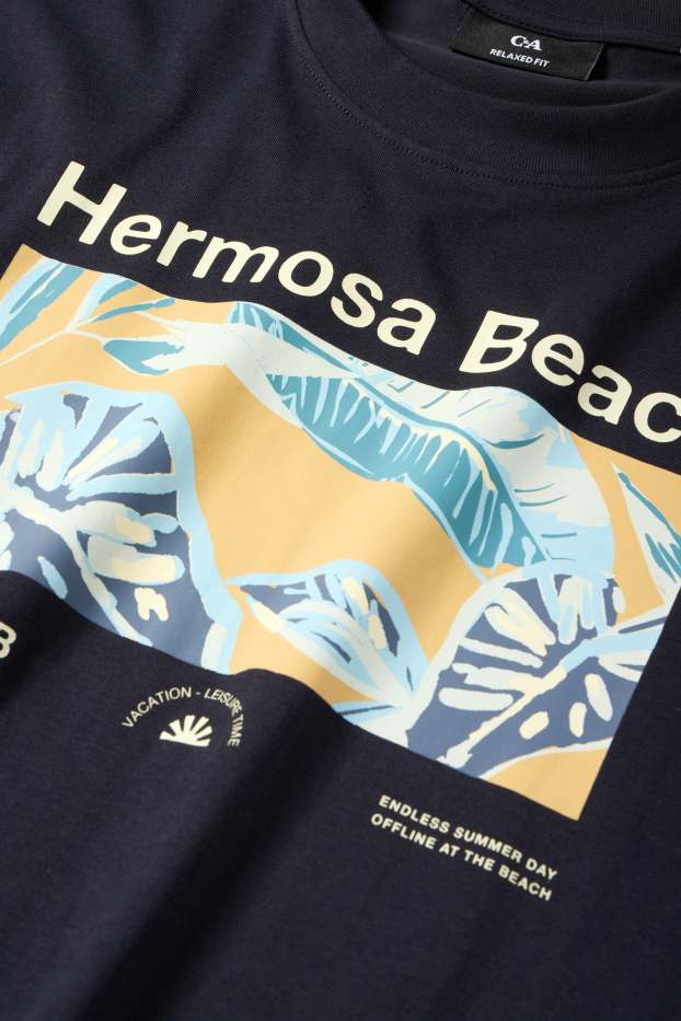 Heren - T-shirt - relaxed fit - donkerblauw