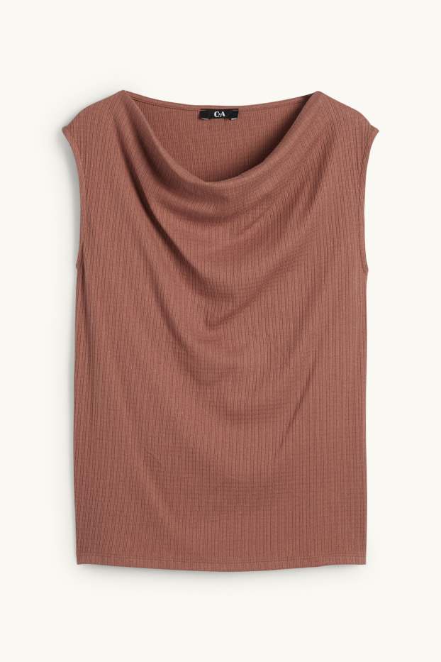 Mujer - Top básico - de canalé - marrón