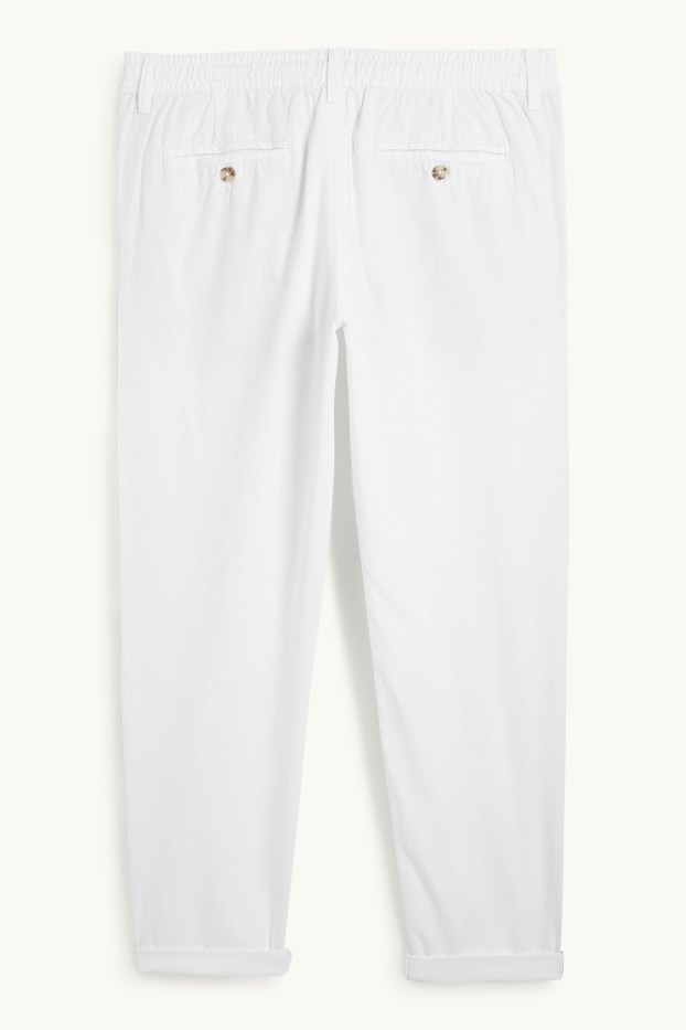 Hommes - Chino avec teneur en lin - tapered fit - blanc