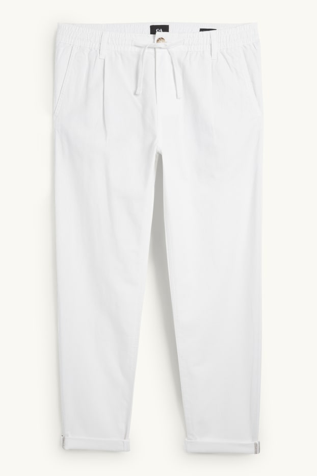 Hommes - Chino avec teneur en lin - tapered fit - blanc