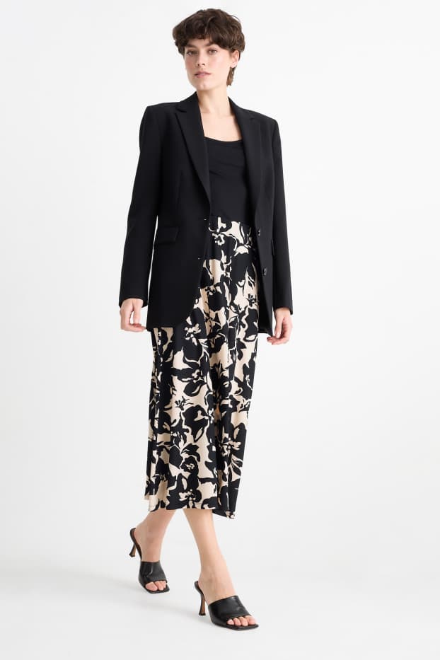 Dames - Rok - gebloemd - zwart / beige