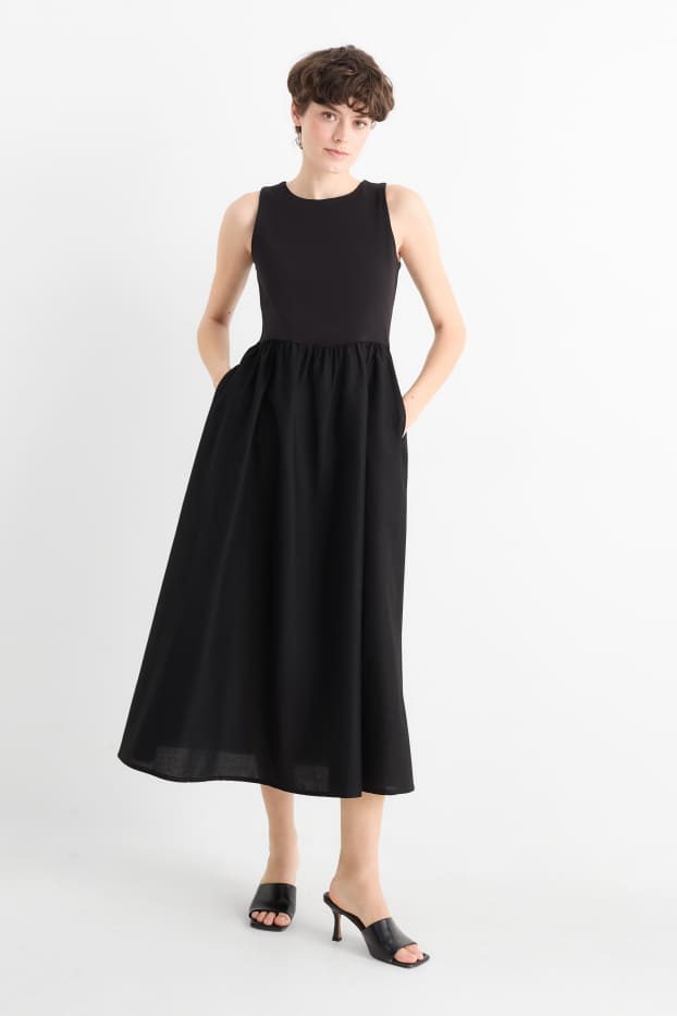 Damen - Fit & Flare Kleid - schwarz
