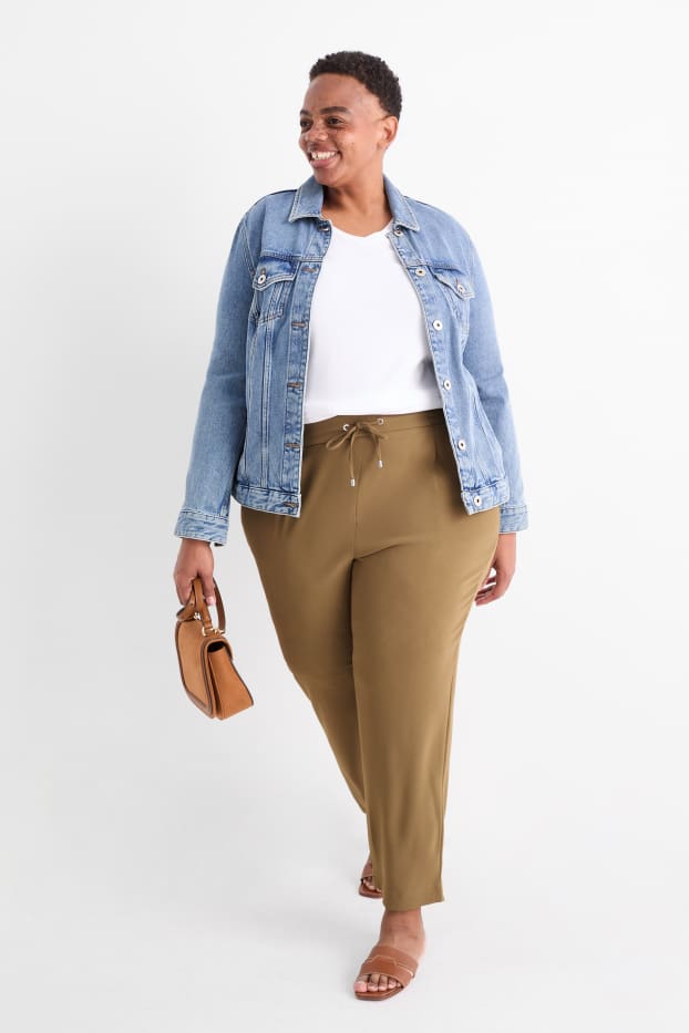 Dona - Pantalons de tela - mid waist - tapered fit - caqui