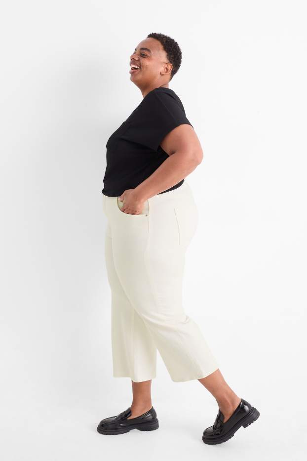 Dámské - Wide leg jeans - high waist - bílá