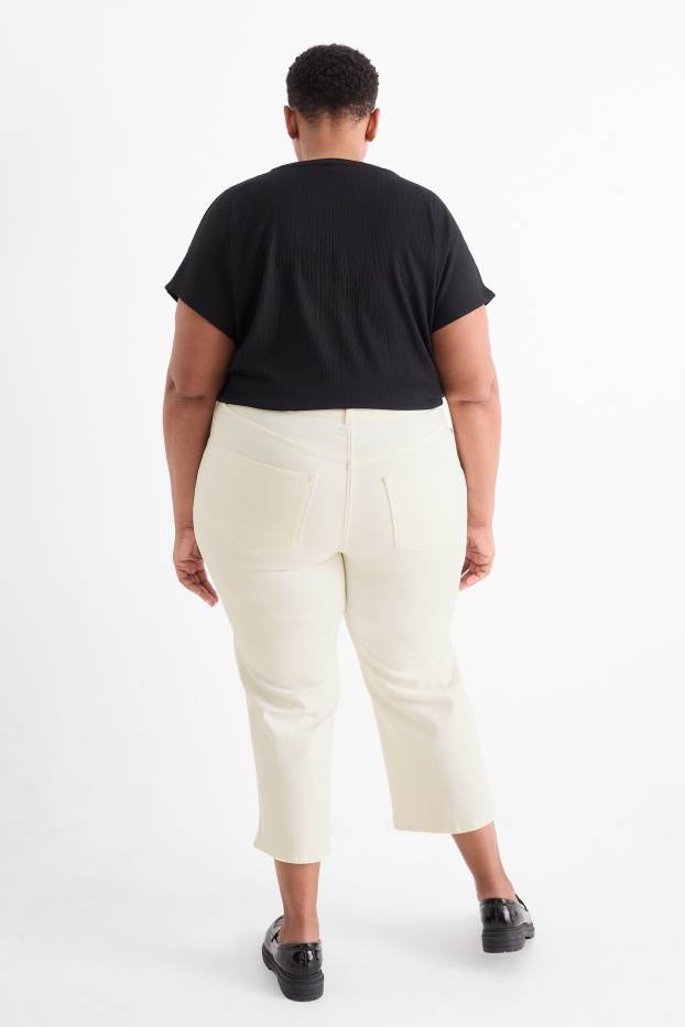 Dámské - Wide leg jeans - high waist - bílá