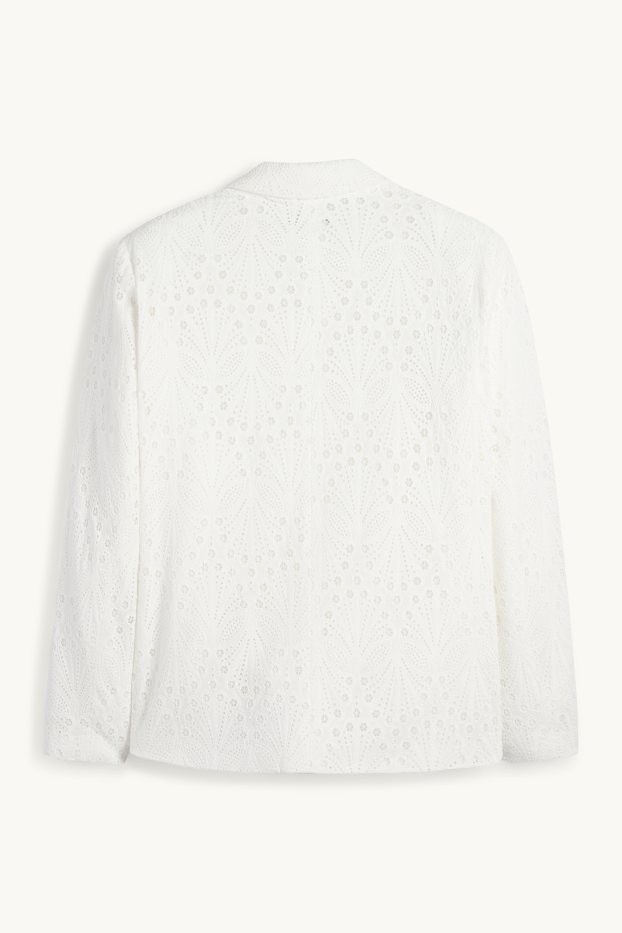 Donna - Blazer - regular fit - broderie anglaise - bianco crema