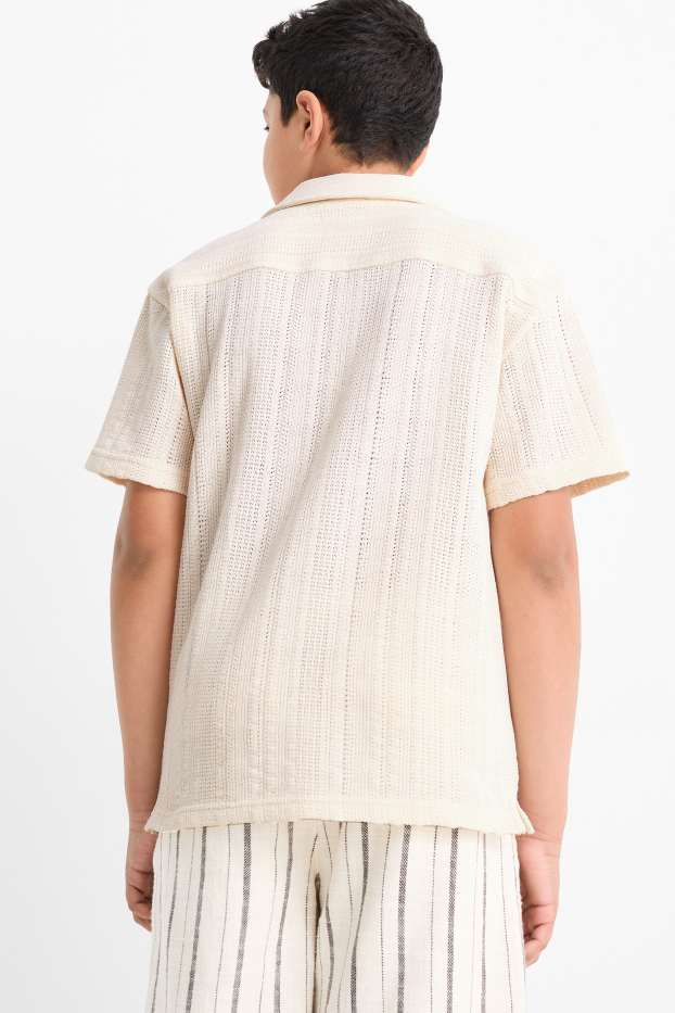 Children Boys - Knitted shirt - textured - cremewhite