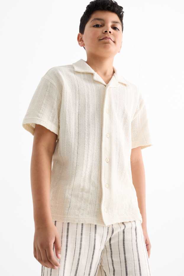 Children Boys - Knitted shirt - textured - cremewhite