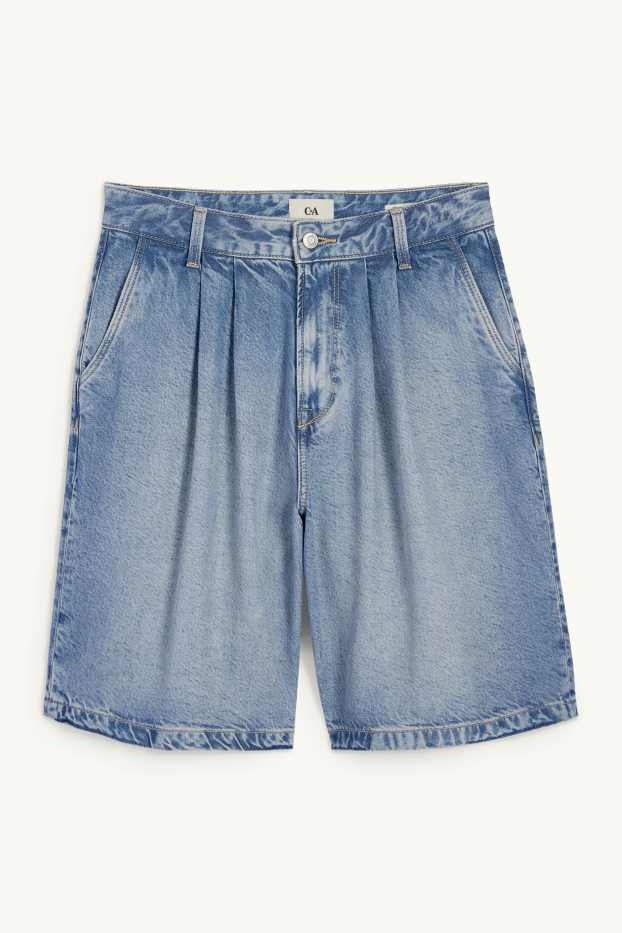 Women - Denim Bermuda shorts - mid-rise waist - denim-light blue