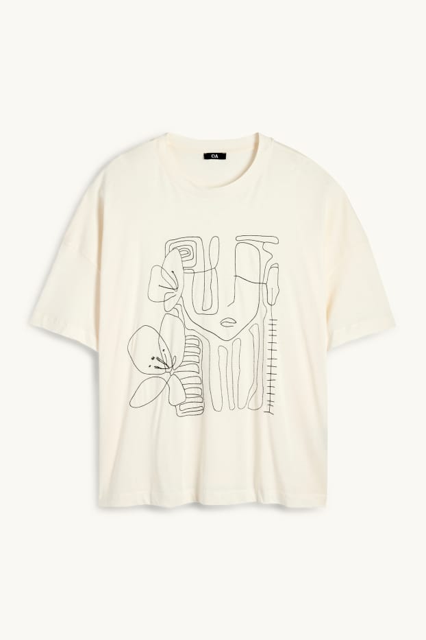 Dámské - Tričko - regular fit - krémově bílá