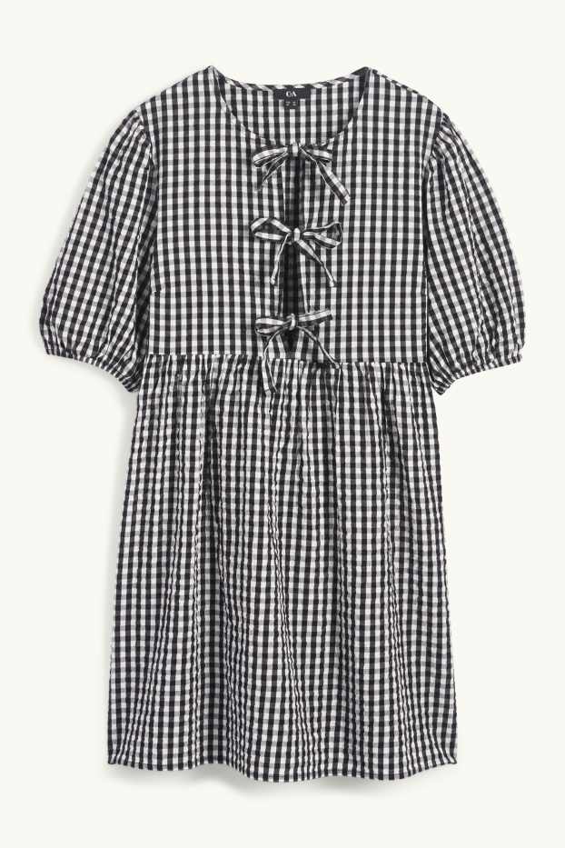 Donna - Vestito svasato - a quadretti - nero / bianco
