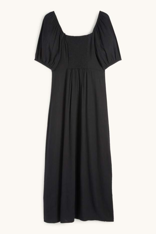 Femmes - Robe Empire - lin mélangé - noir
