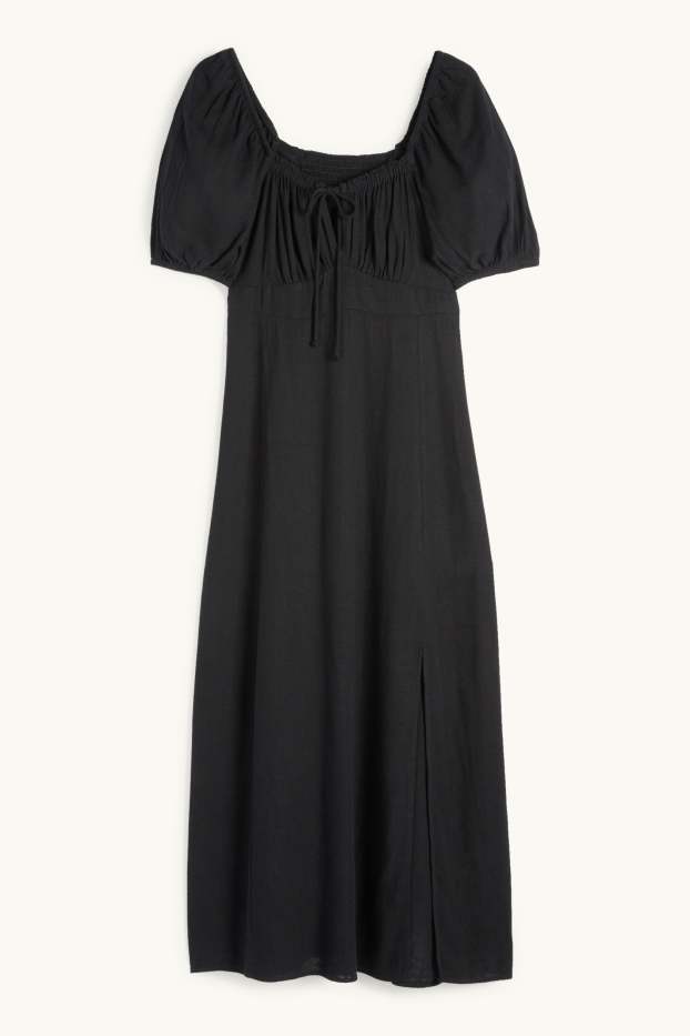Femmes - Robe Empire - lin mélangé - noir