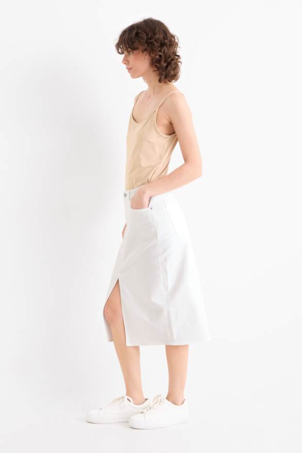 Women - Denim skirt - white