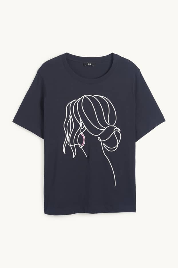 Damen - T-Shirt - Regular Fit - dunkelblau