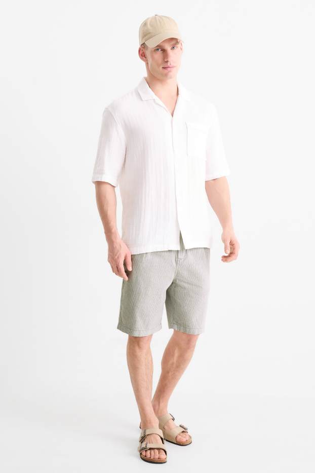 Hommes - Short - à rayures - gris clair