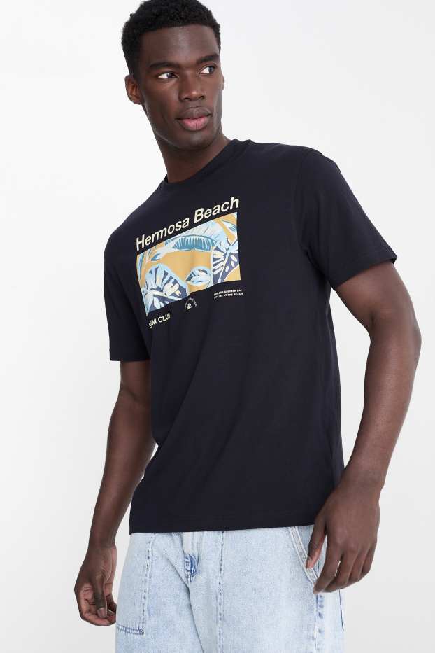 Heren - T-shirt - relaxed fit - donkerblauw