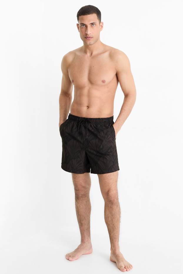 Hommes - Short de bain - à motif - noir