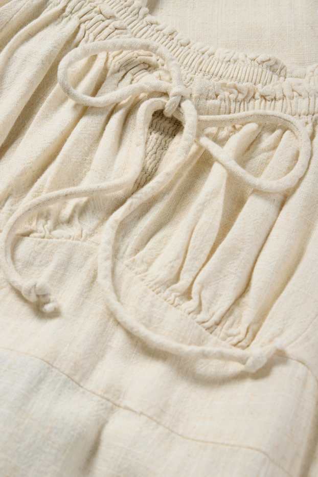 Femei - Rochie tip Empire cu conținut de in - bej deschis