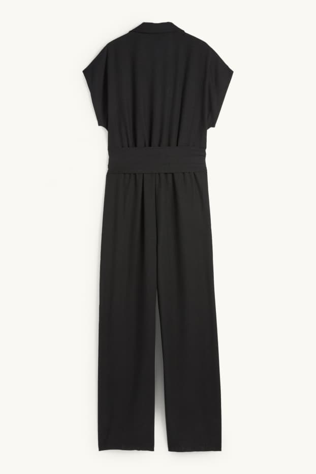 Damen - Jumpsuit mit Gürtel - schwarz