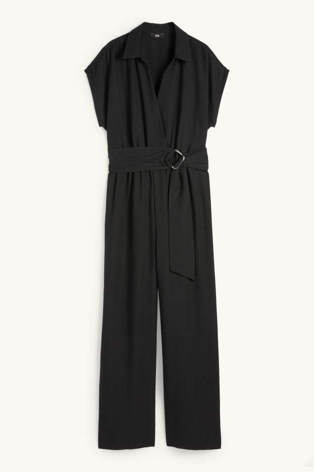 Damen - Jumpsuit mit Gürtel - schwarz