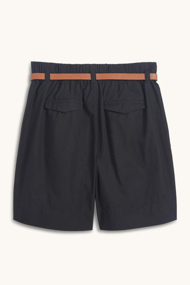 Mujer - Shorts con cinturón - high waist - negro