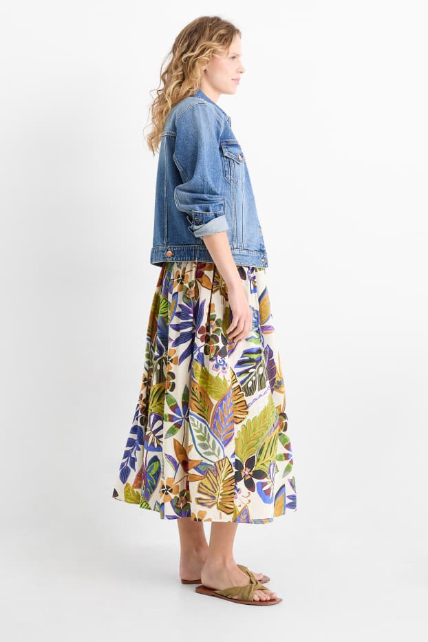Donna - Gonna - a fiori - beige chiaro