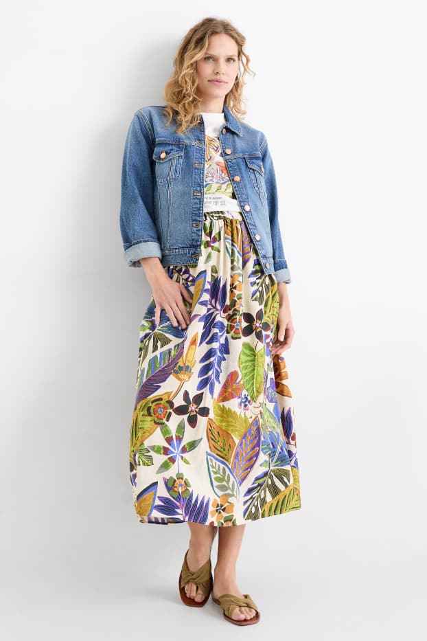 Donna - Gonna - a fiori - beige chiaro