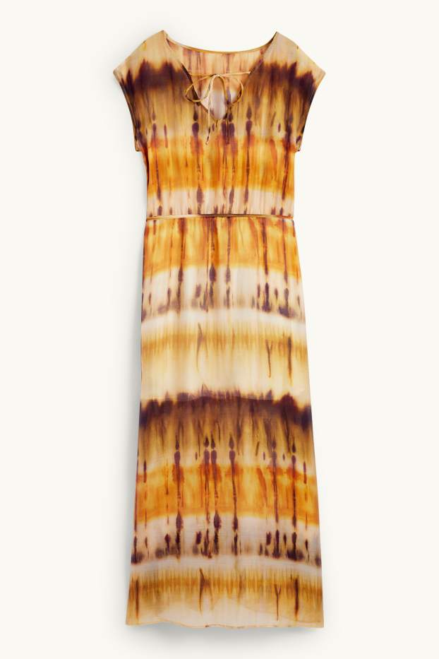 Femmes - Robe fendue  - à motif - orange